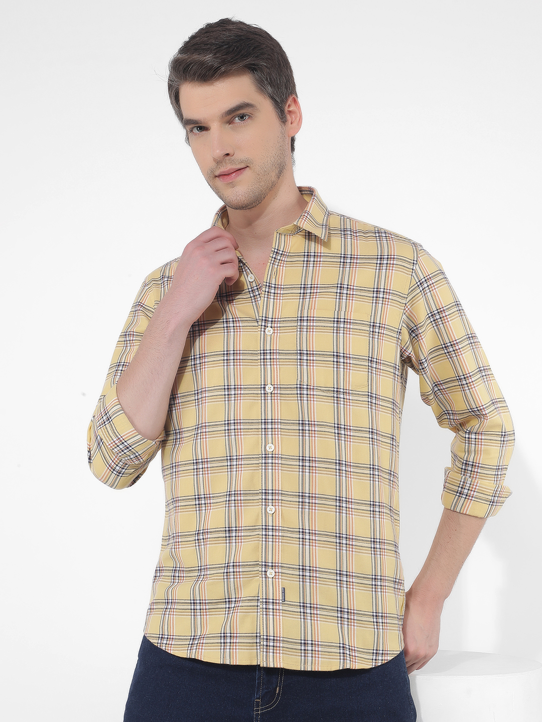 Numero Uno Men Checkered Yellow Shirt